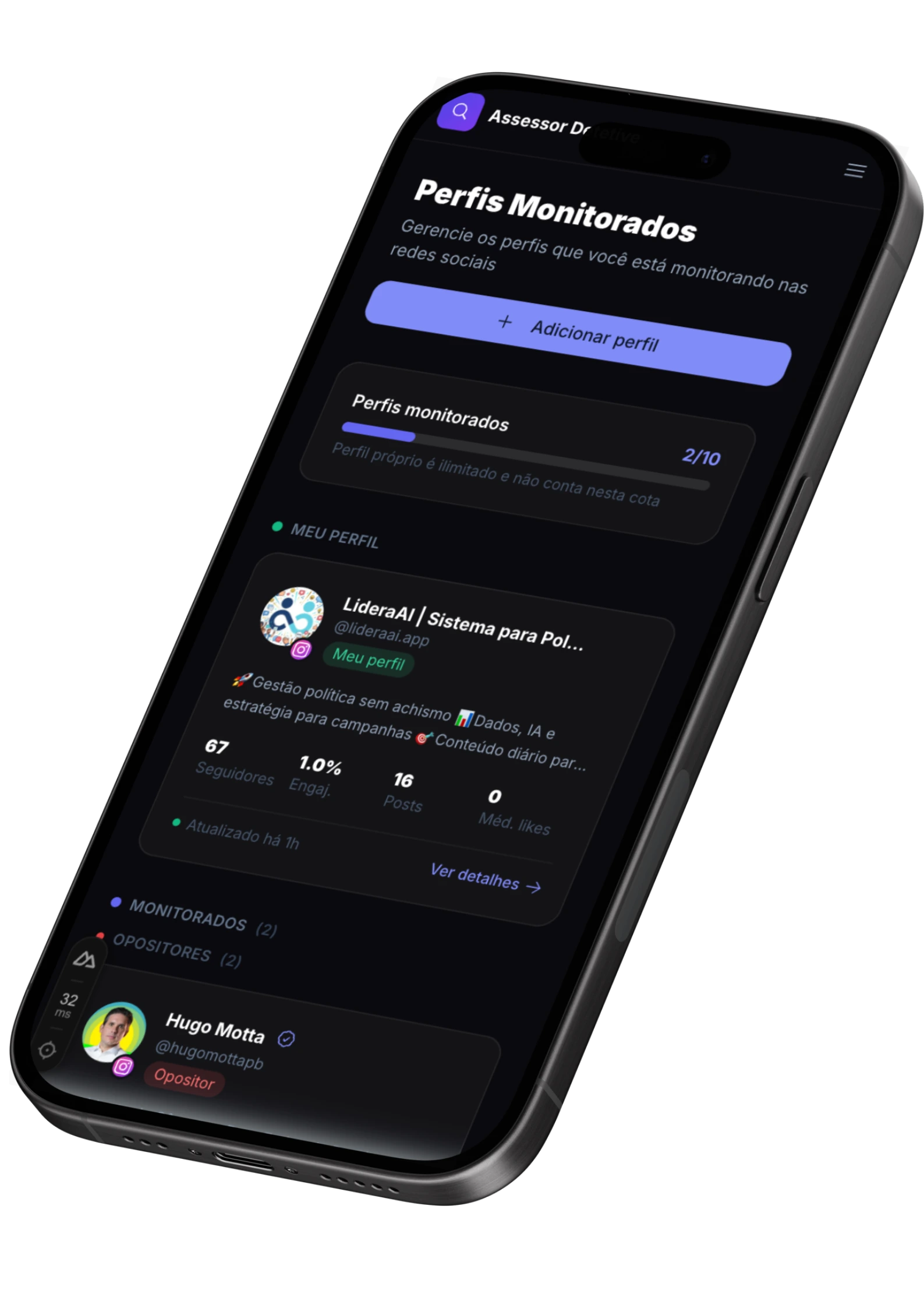 Assessor Detetive no smartphone